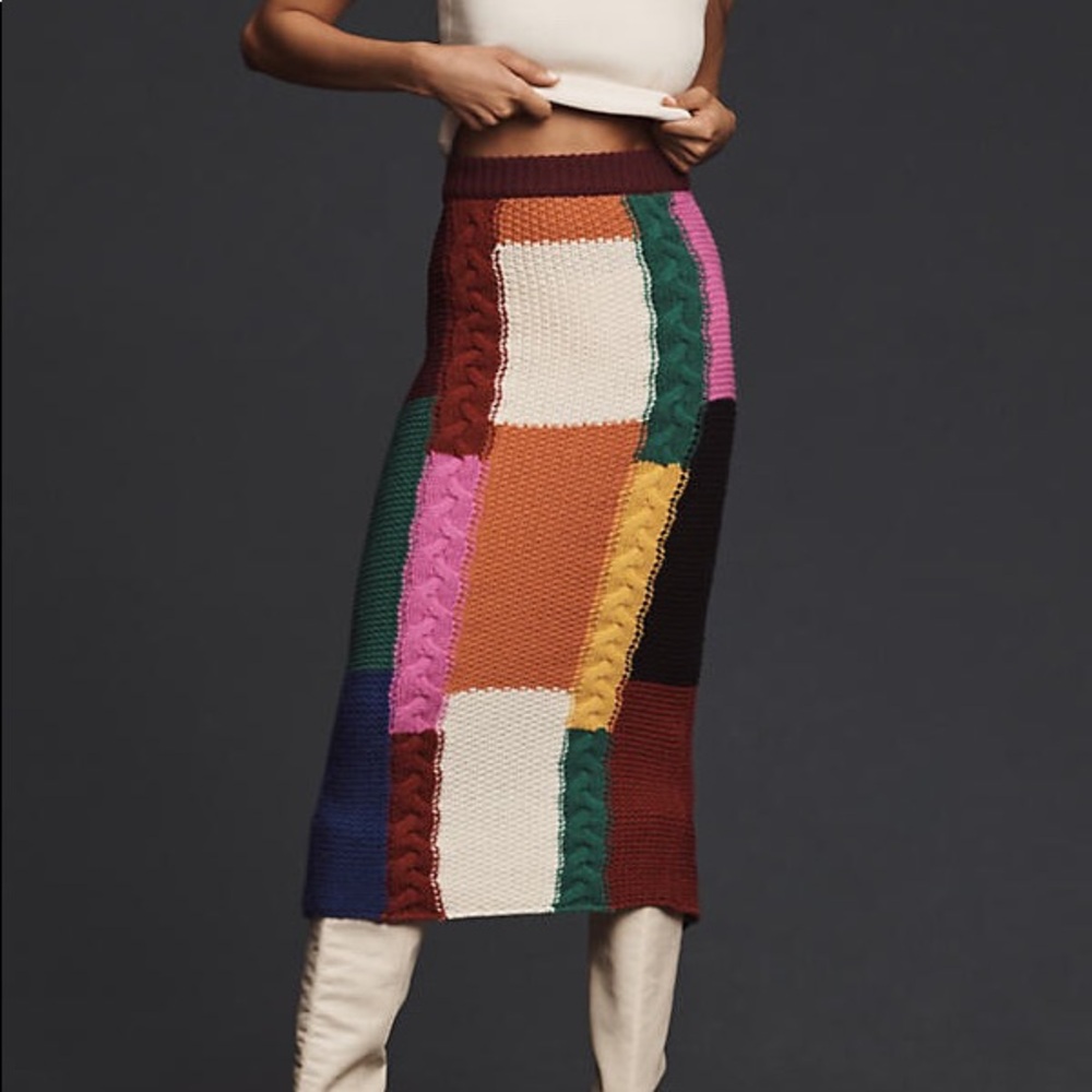 Rhode Resort Reilly Colorblock Cable Midi Skirt